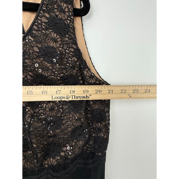 Alex Evenings Gown Women 18W Black Lace Sequin Sleeveless Black Tie Formal Event - Picture 9 of 9